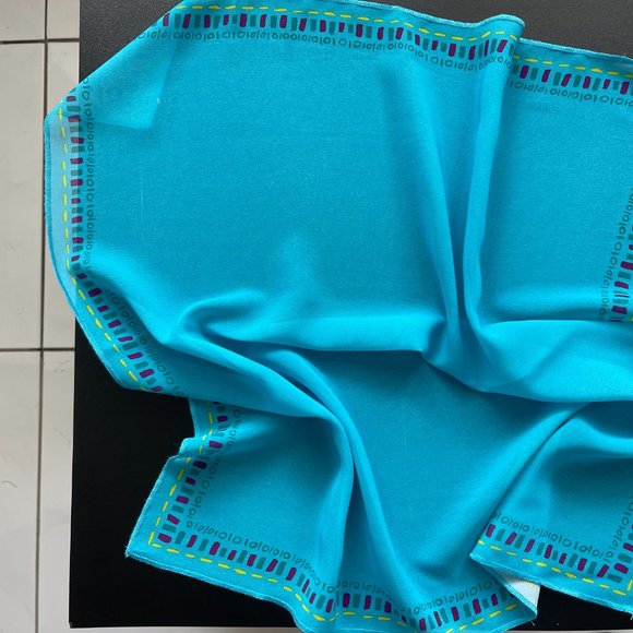 Lot of 5 silk scarves green/blue/gray/brown/black - Picture 5 of 12